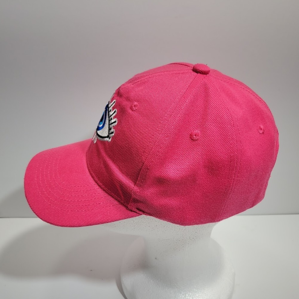 Pink Eye Embroidered Hat Cap Strap Back Pink Blue Womens