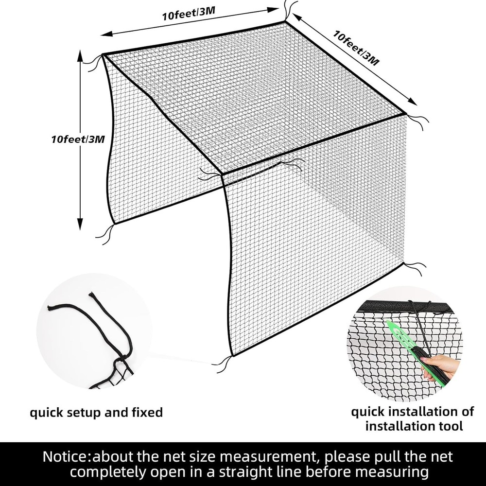 10x10 ft Heavy-Duty Golf Practice Net with Installation Tools & Accessories