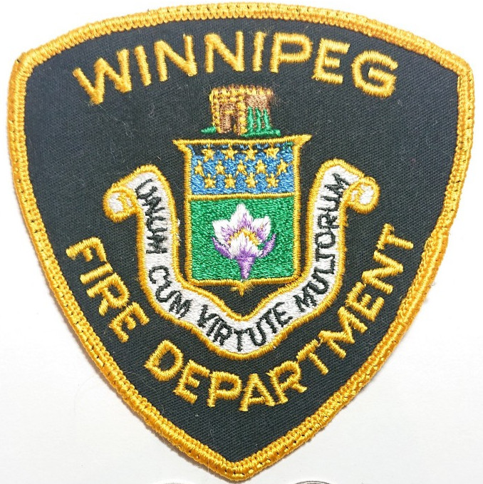 Vintage Winnipeg Fire Department Gold Patch Badge Crest