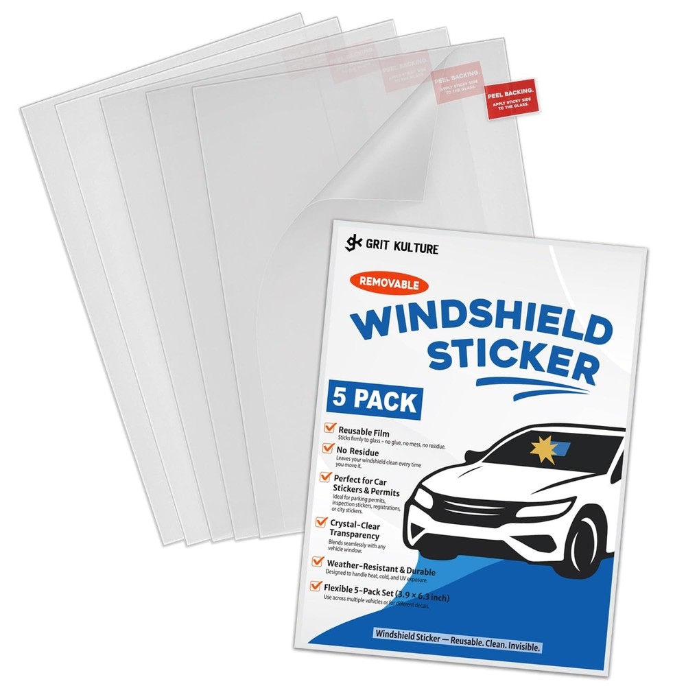 GRITKULTURE - Clear Windshield Stickers for Easy Application, Window Vinyl Cl...