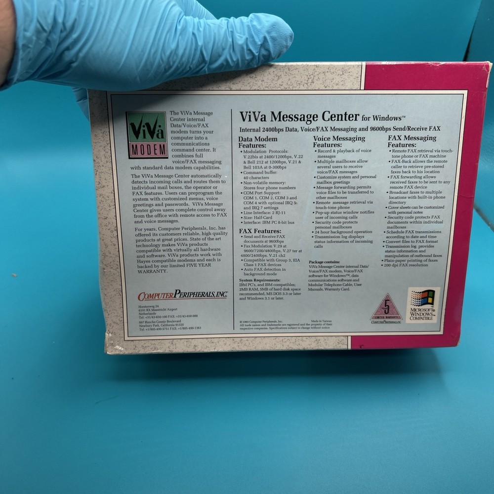 Computer Peripherals ViVa 2400 Internal ISA Fax/Data Modem - factory seal 1993