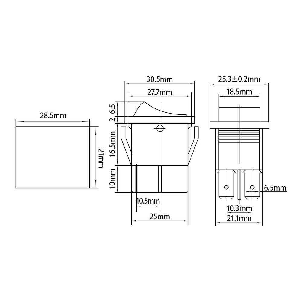 Heschen Rocker Switch ON-Off DPST 4 Terminals Red Light 16A 250VAC with...