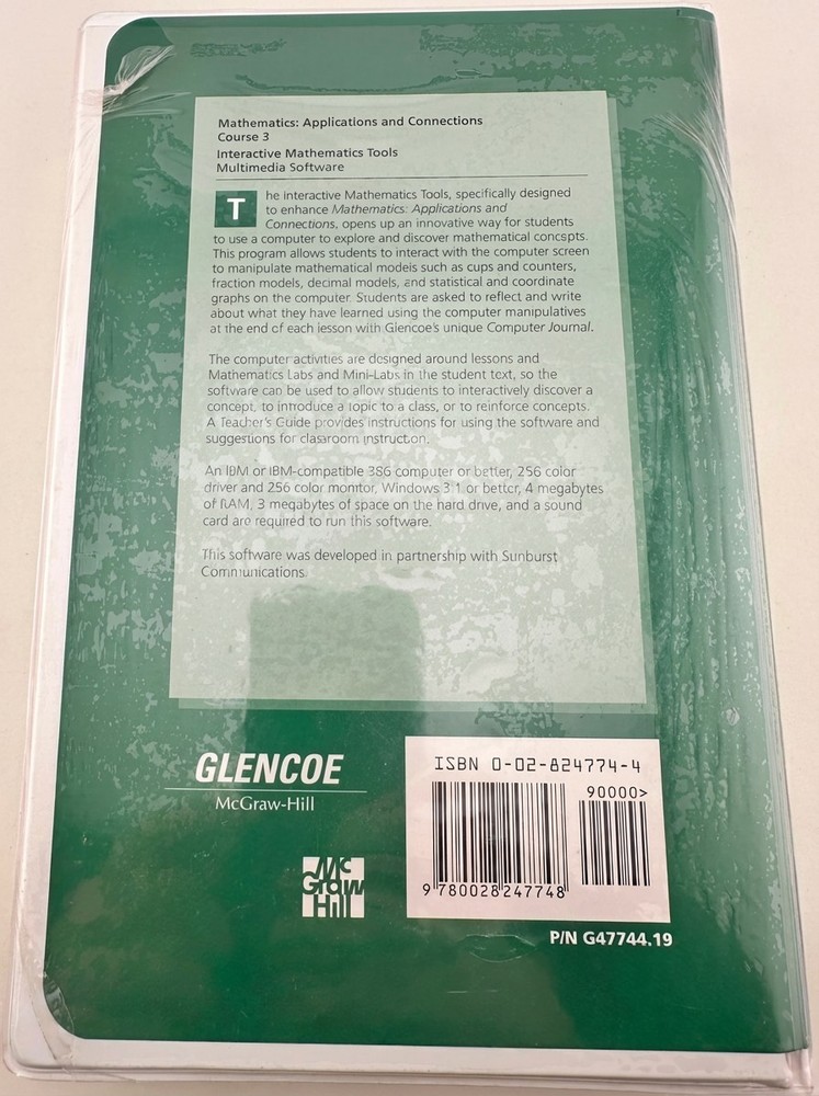 Glencoe Interactive Mathematics Tools Course 1 2 3 Windows Set 3 CD-ROM