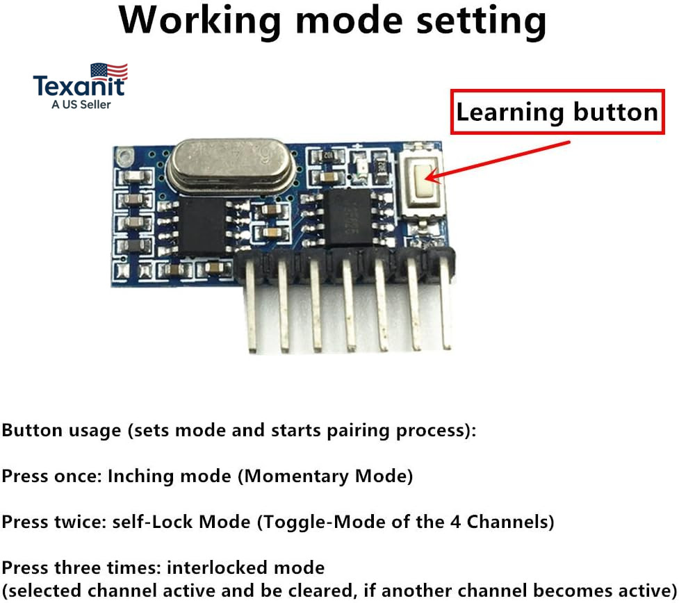 Wireless 433Mhz RF Module Receiver and Transmitter Remote Control Built-In Learn