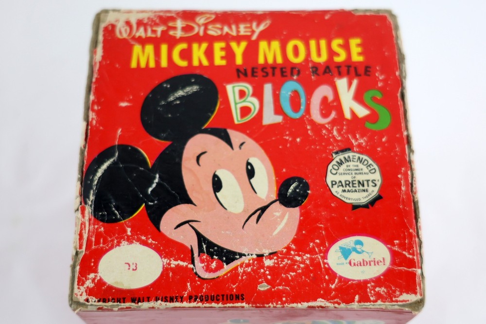 Vtg Disney Stacking Nesting Rattle Blocks - MICKEY MOUSE, DONALD DUCK & MORE