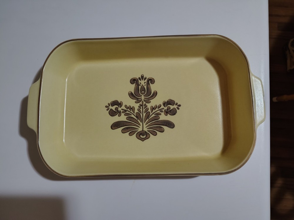 Pfaltzgraff Ceramic Rectangular Baking Dish Floral Beige Brown 13x8