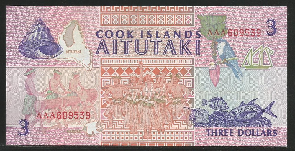 Cook Islands P-7 3 Dollars 1992 Unc