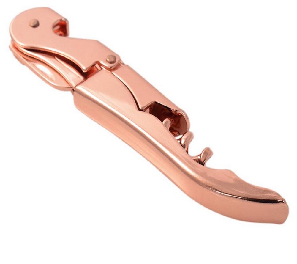 Copper Plated Corkscrew Double Hinge Waiters Wine Key / Bottle Opener # COP