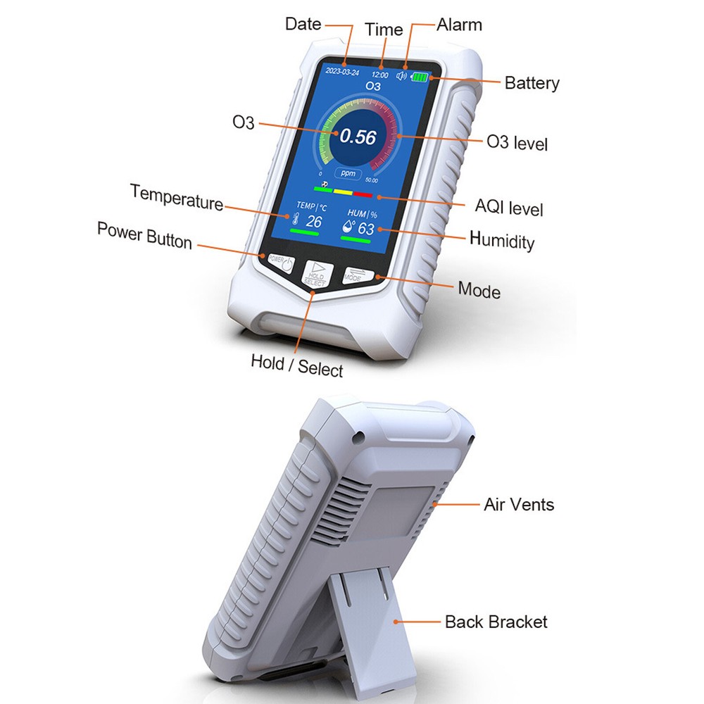 3.5” Smart Sensor Ozone Meter TFT LCD O3 Analyzer Detector