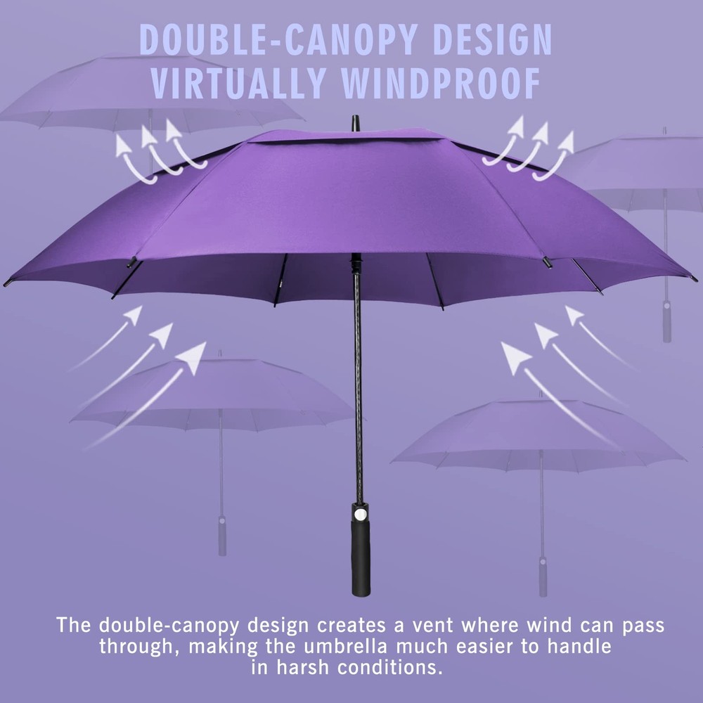 62" Windproof Golf Umbrella - Heavy Duty Extra Large Purple