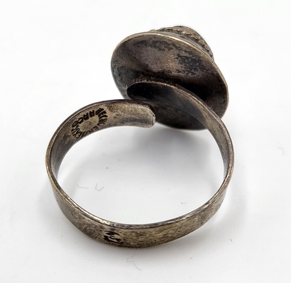 TURQUOISE SNUFF RING MADE IN MEXICO STERLING? SIGNED ARCO SOMETHING