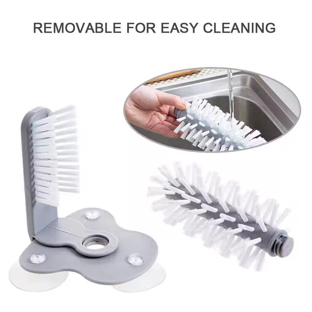 7 In. Polypropylene Double Sided Bristle Bottle Cup Brush with Suction Cup
