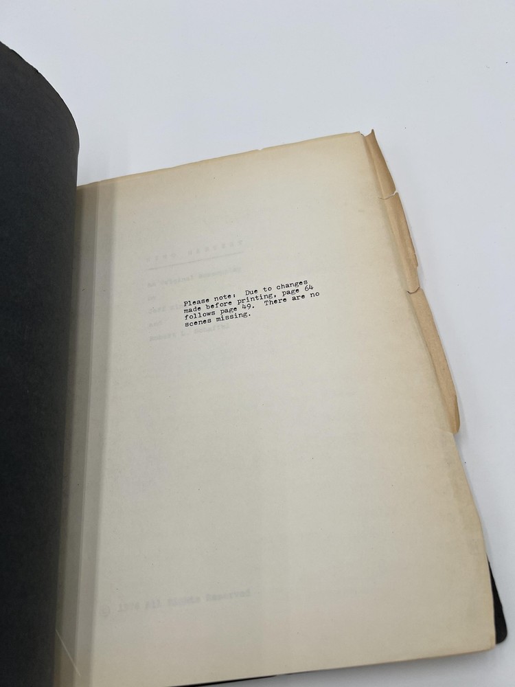 King Harvest 1976 Original Movie Script Screenplay Jeff King Schaffel Draft