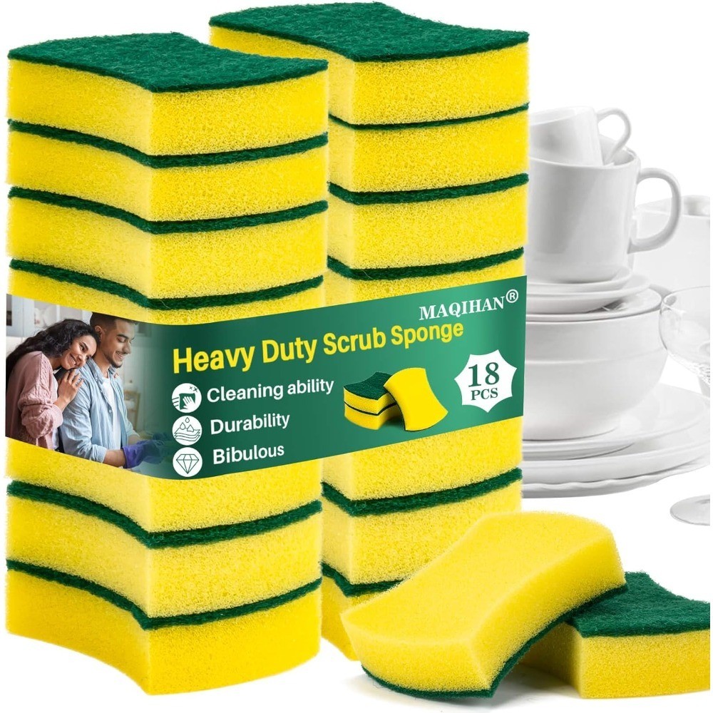 Heavy Duty Scrub Sponges Non Scratch Double Sided Dish Scrubber for Kitchen
