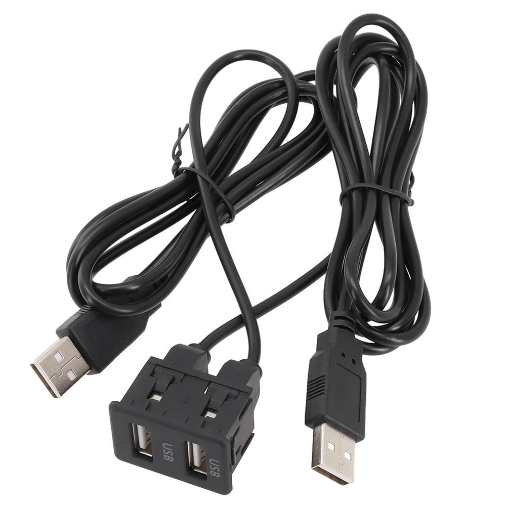 150CM Car-Dash Flush Mount AUX USB Port Panel Dual USB Extension Adapter Cable