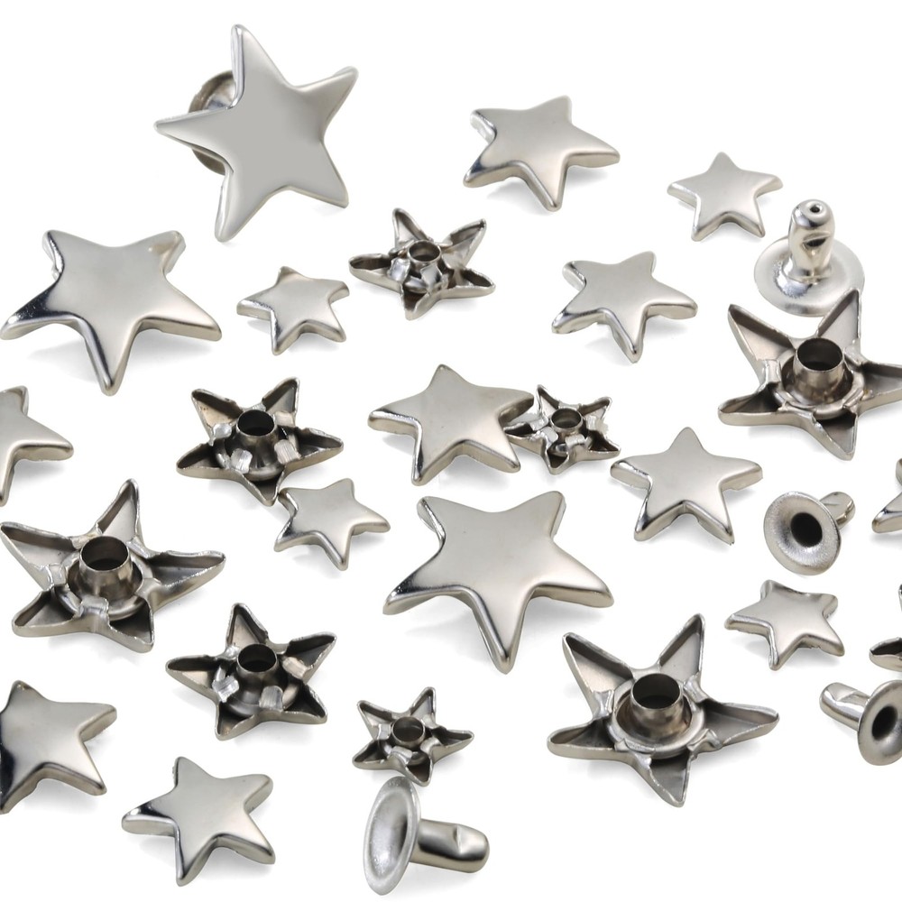 200 Sets Leather Rivets Kit Mixed Sizes Rivets for Leather Star Studs for Clo...