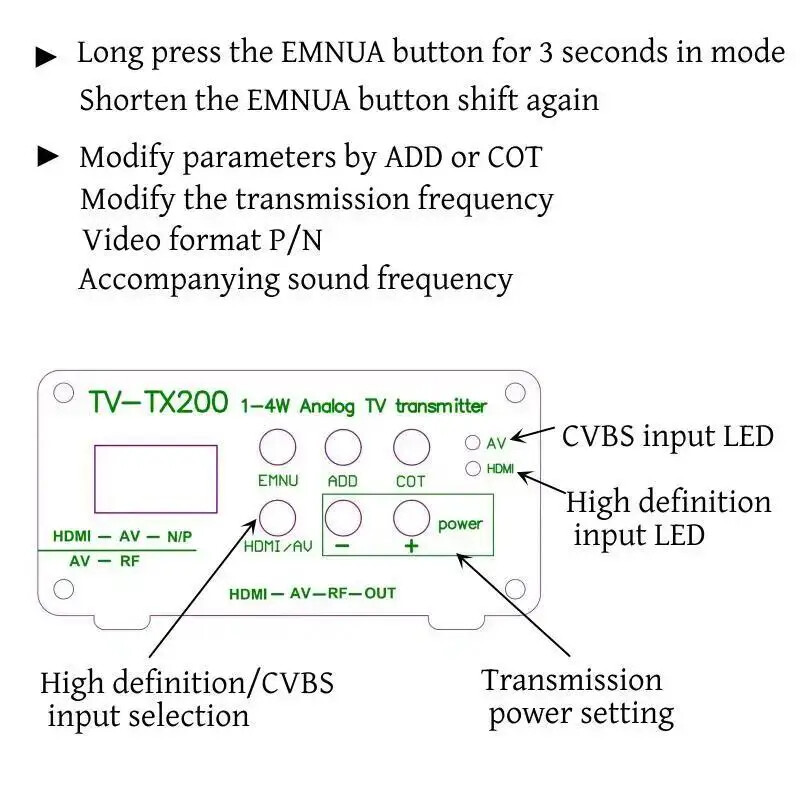 VHF/UHF Analog TV Transmitter Support HD/AV Input Analog Signal Transmitter