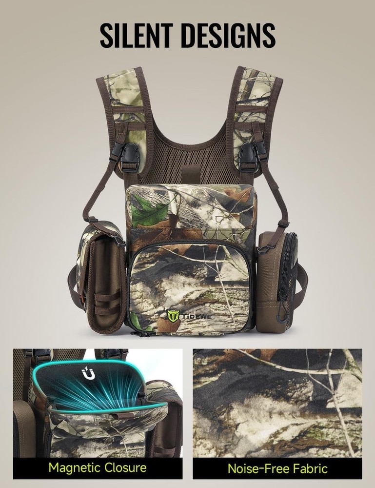 TIDEWE Binocular Harness Chest Pack MOLLE System, 2 Detachable Pouches CAMO