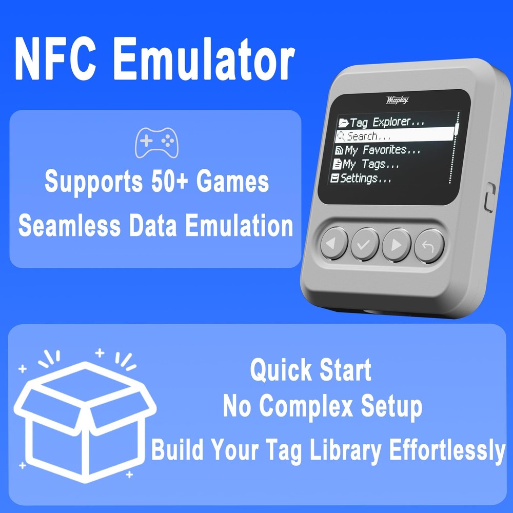 NFC Emulator Compatible with Switch 1 & 2 and NFC Enabled Devices - 1.54”OLED Sc