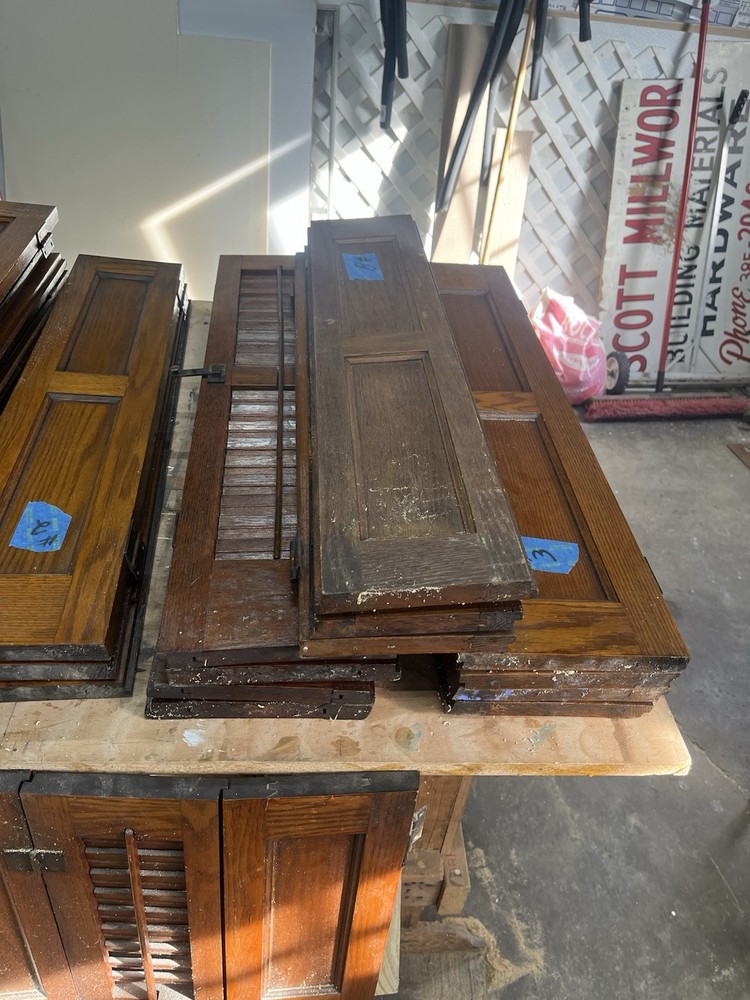 Vintage oak indoor shutters