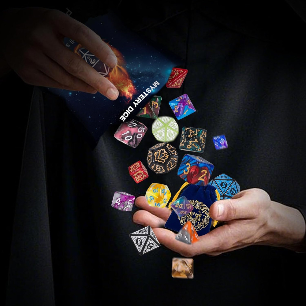 Polyhedral Dice - 8PCS Mystery Dice Set, Various Styles DND Dice, Random D&D Dic