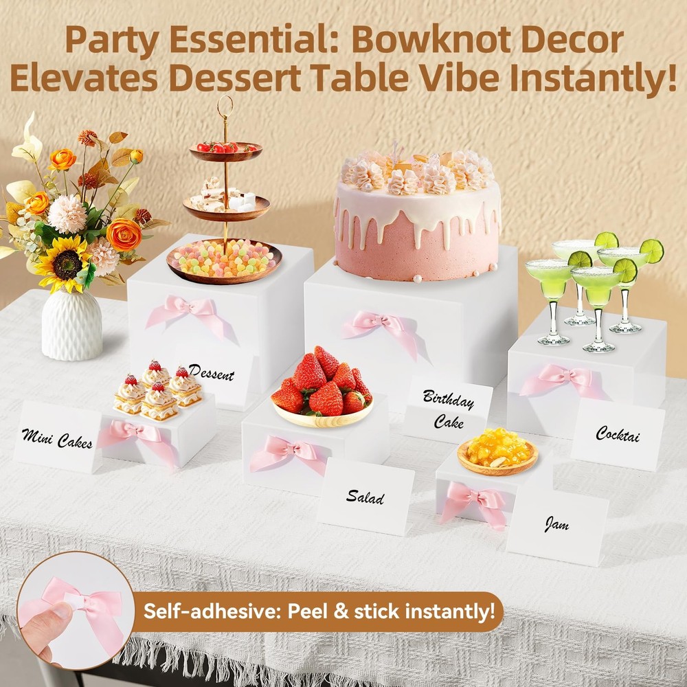 6 Pcs Buffet Risers, Acrylic Risers Display Stands for Buffet Table with Bow/...