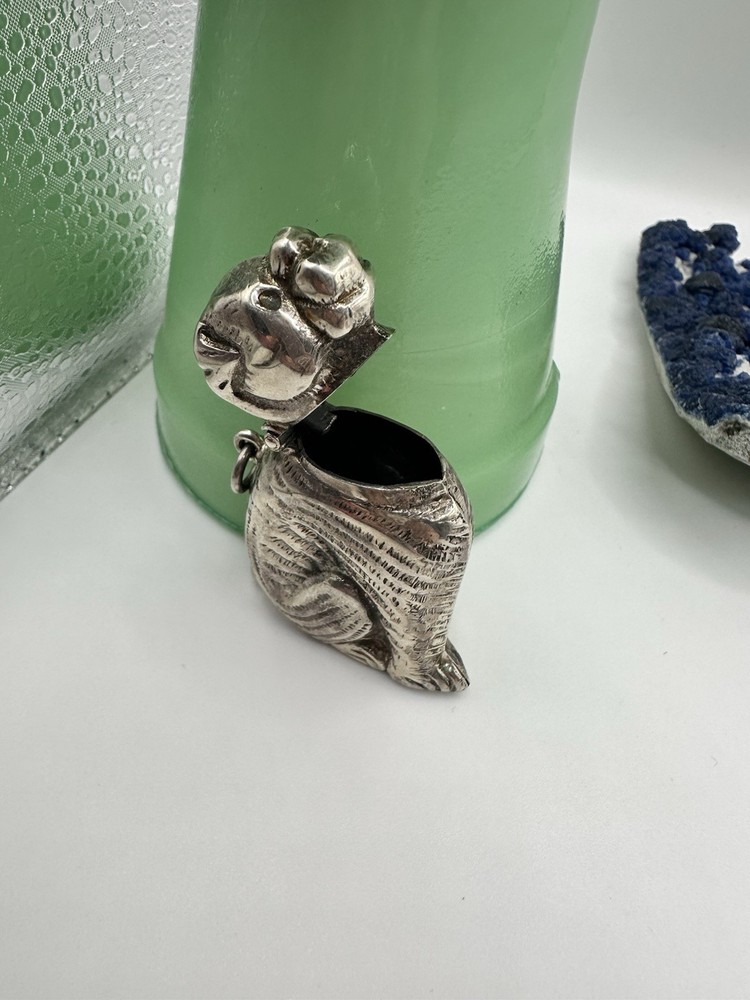 Sterling Silver Dog Match Safe Vesta