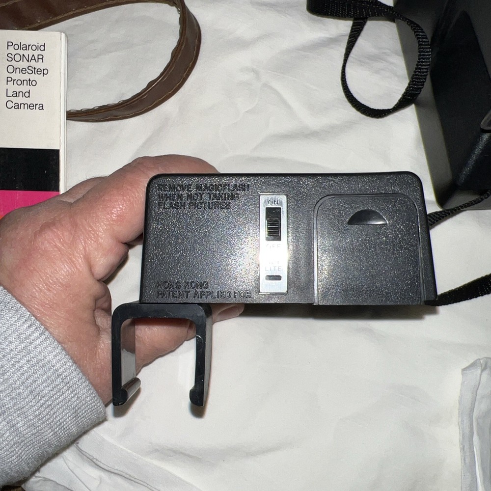 Polaroid Land Camera SONAR OneStep With Case, Flash Attachment, Instructions