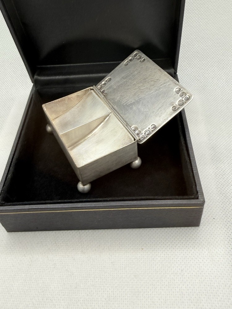 Antique Solid Silver Two Division Stamp Box Stamp 6cm x 4cm