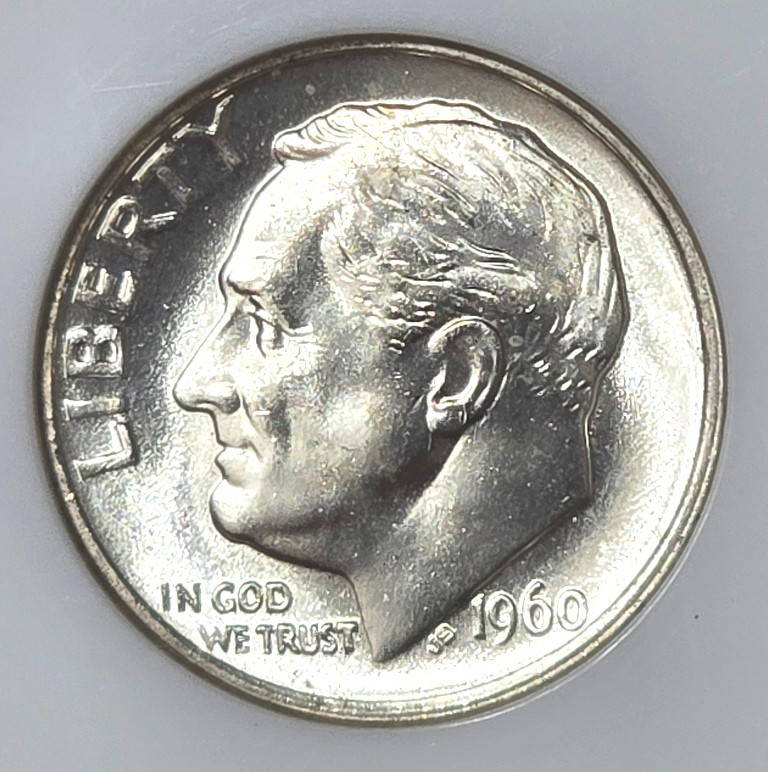 1960 Roosevelt Dime, NGC MS 67, Great Luster