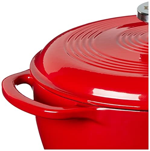 Lodge 4.5 Quart Enameled Cast Iron Dutch Oven with Lid – Quart, Solid Red