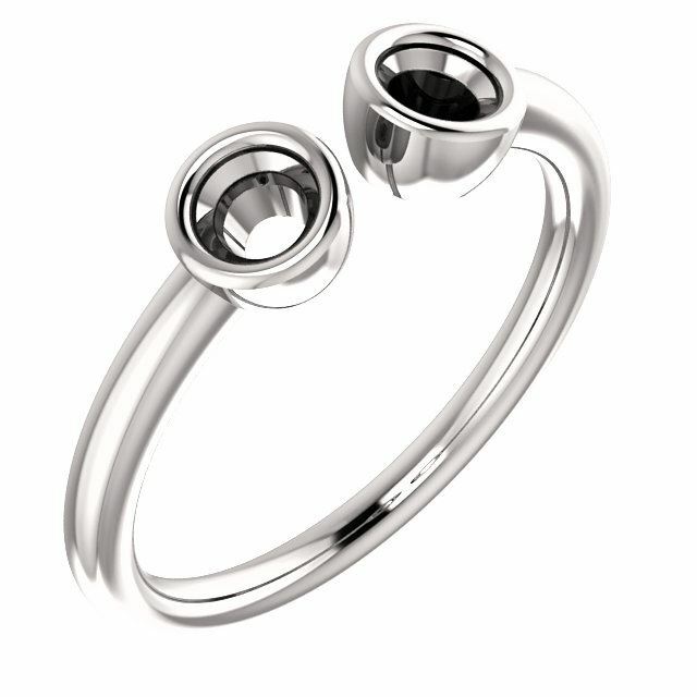 Sterling Silver Round Cut Solitaire Ring Setting - Modern Semi-Circle Style Ring