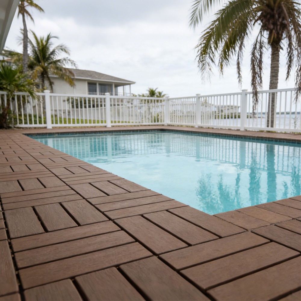 68 Pack 11.42"x11.42" Plastic Interlocking Deck Tiles Flooring Pool Poolside