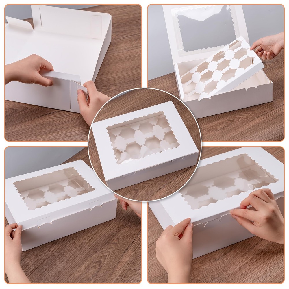 6pcs Cupcake Boxes Hold 12 Count Cupcake Containers With Window Food Grade Cupca