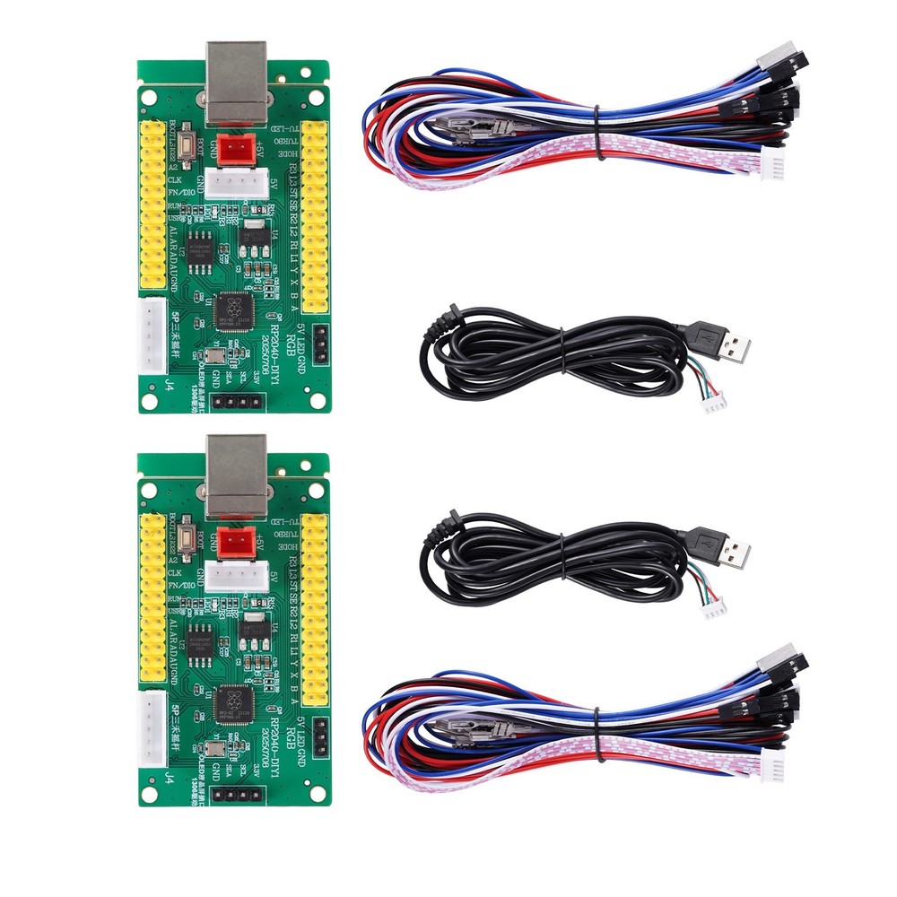DIY Arcade Kit Two-Piece Zero-Latency USB Encoder to PC LED Joystick Kit