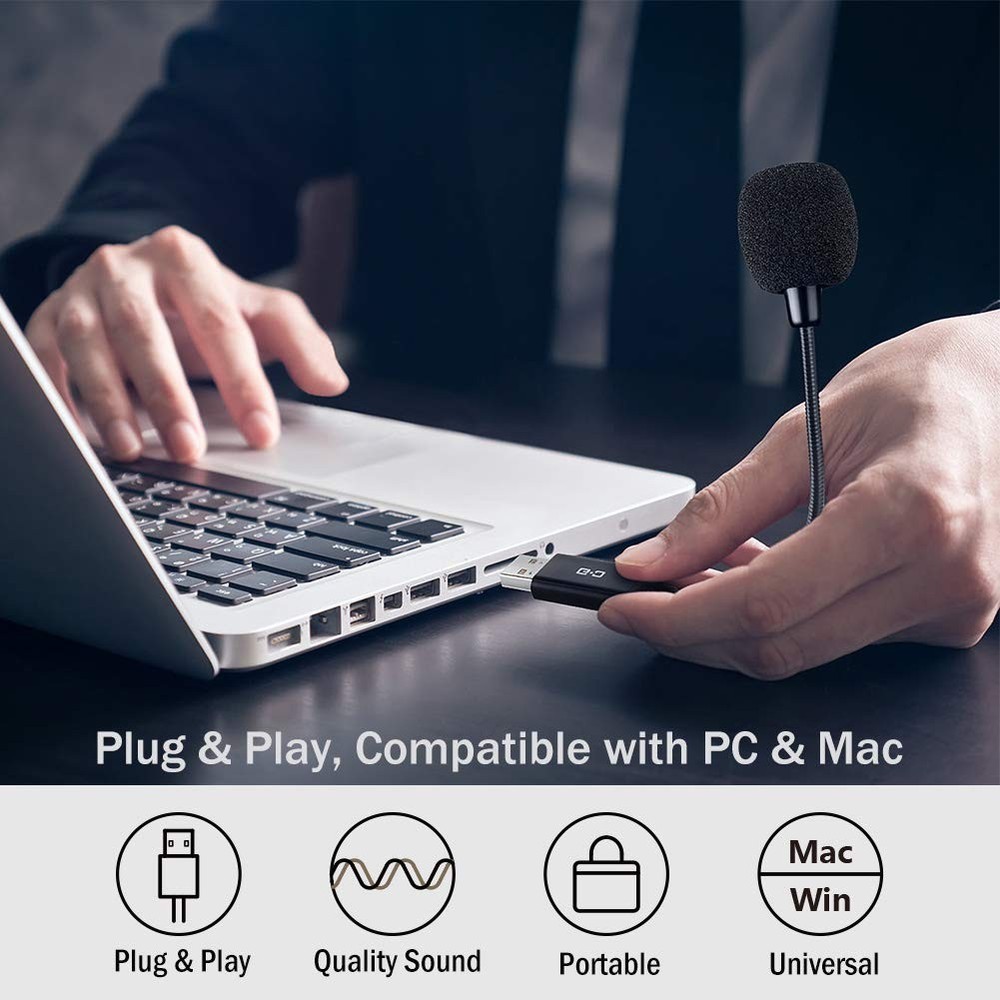 G CHANGEEK Mini USB Microphone for Laptop and Desktop Computer, with Goosenec...