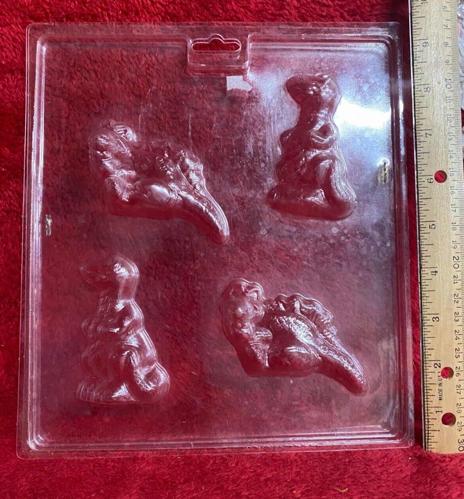 2 Dinosaur Chocolate Molds with Four Different Dinosaurs