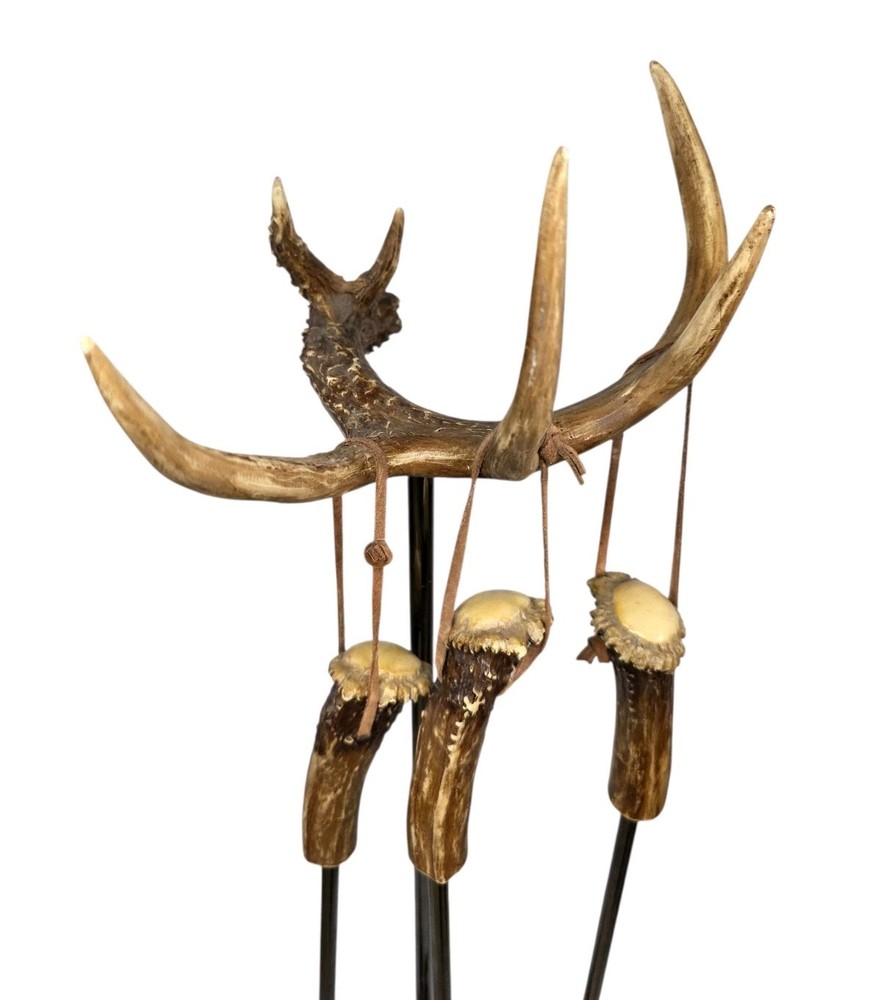 Antler Fireplace Tool Set Includes Three Fireplace Tools *READ*