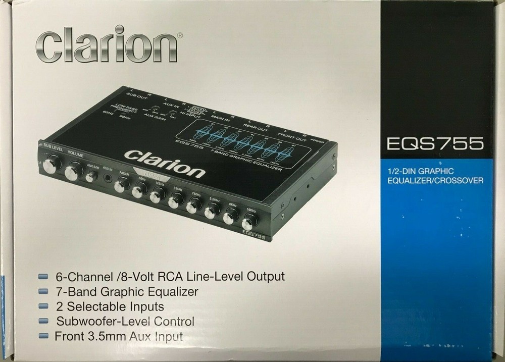 Clarion - EQS755V - Half-DIN Graphic Equalizer with Built-in Low-Pass Filter