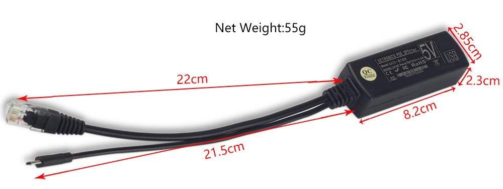 Raspberry Pi PoE Splitter 5V 2-Pack Active PoE to Micro USB IEEE 802.3af