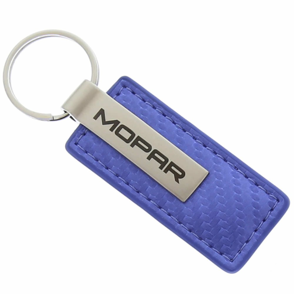 Mopar Carbon Fiber Leather Keychain (Blue)