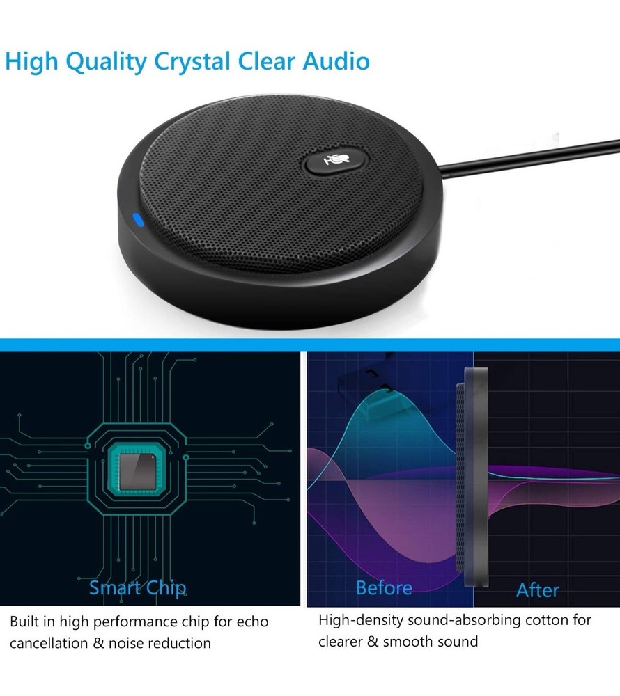 USB Omnidirectional Conference Microphone Plug & Play Upgraded
