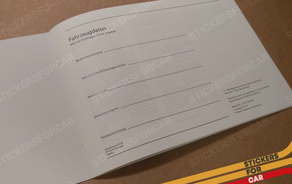 New BMW Service Book 01709780780 Serviceheft, Quality Replica ! E30 E34 E24 E32