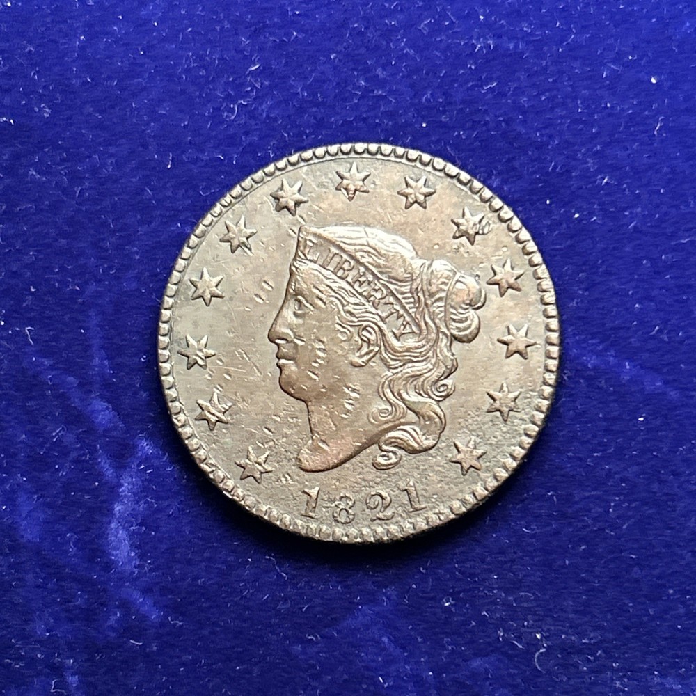 1821 Large Cent Coronet Key Date XF Details