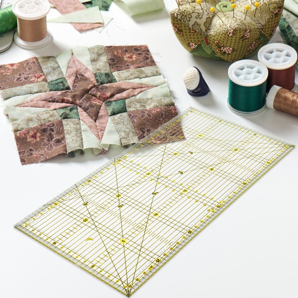 Patchwork Ruler for Quilting Projects with Non Slip Double Color Grid Lines