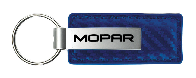 Mopar Carbon Fiber Leather Keychain (Blue)