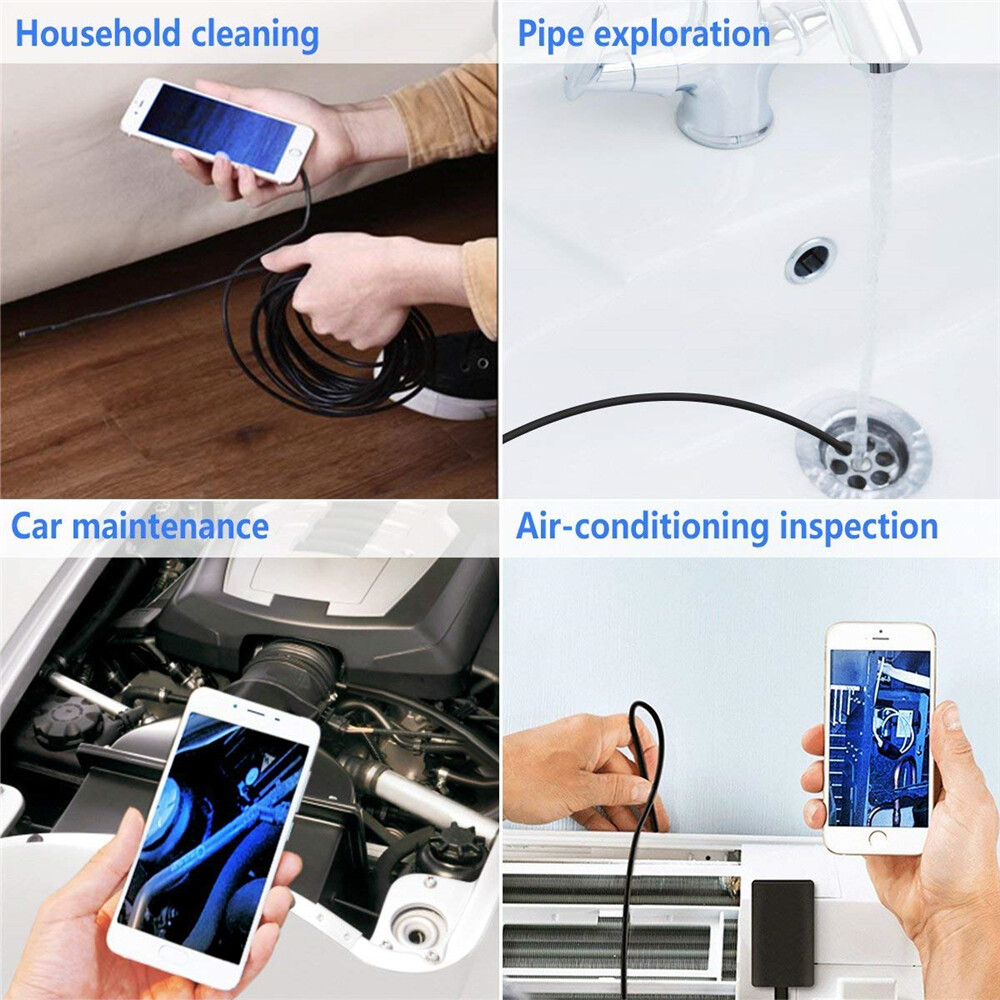 6LED USB Snake Endoscope Borescope HD Inspection Camera Scope for Android IOS