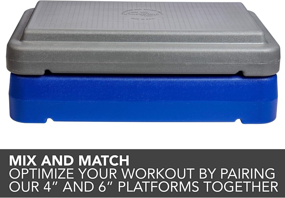 The Step (Made in USA) 4 Inch Stackable Aerobic Exercise Platform, Grey Non-Slip