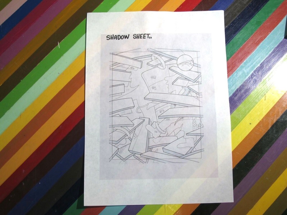 vtg graffiti art show print- process transparency worksheet shadow corrections