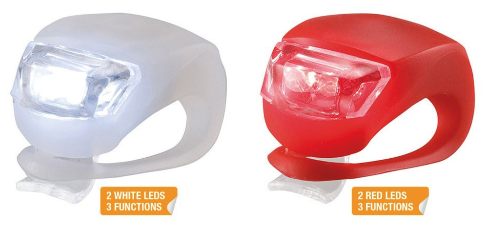 LED front rear lights 3 functions + universal batteries for bicycles